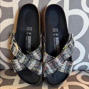 Birkenstock Women's Black and Multicolor Tweed Sandals